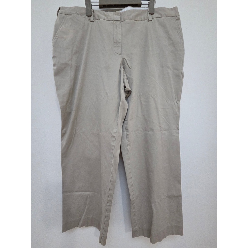 Lands End Womens 18W Khaki Tan Mid Rise Straight Leg Chino Pants Stretch Cotton